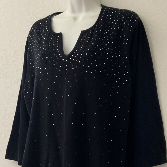 CATHY DANIELS BLACK WITH SILVER STUD ACCENTS TOP PLUS - Picture 8 of 12
